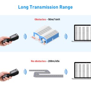 JRHC Wireless Barcode Scanner, 2D Barcode Scanner Inventory 1D & PDF417 Data Collector Portable Data Terminal Inventory Device with 2.4G Wireless & USB Wired Connection Qr Code Scanner
