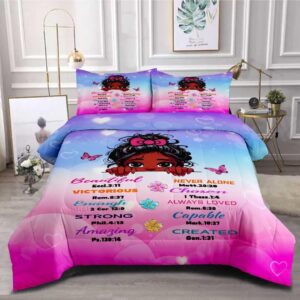 grat tioc black girl comforter sets twin,black girl magic bedding set,african american girl comforter set for kids afro melanin bedroom bed set