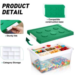 Leinuosen 32 QT Plastic Storage Box with Removable Tray Craft Organizer and Storage Clear Bins with Lids Art Supply Container for Kids Organizing Building Bricks Toys Bead Tool Sewing (Green)