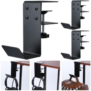 yaocom 2 pcs under desk headphone hanger practical headphone stand hanger black steel headphone holder space-saving headphones hook for soundbar small items desk office