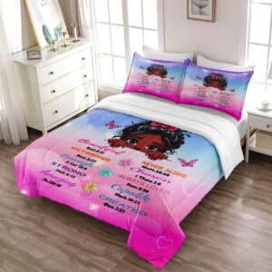 GRAT TIOC Black Girl Comforter Sets Twin,Black Girl Magic Bedding Set,African American Girl Comforter Set for Kids Afro Melanin Bedroom Bed Set