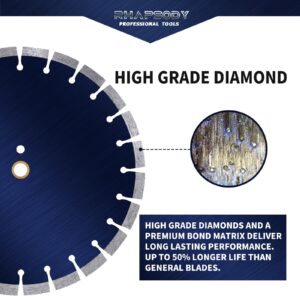 RHAPSODY 14 Inch Diamond Concrete Saw Blade, Segmented General Purpose Blade Dry/Wet Cutting Concrete, Reinforced Concrete, Masonry, Brick, Block,1"-20mm Arbor