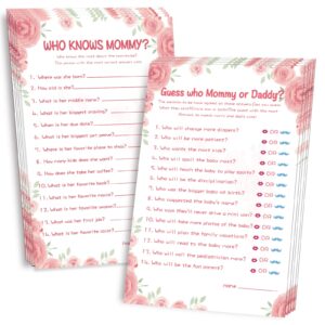 oloutab baby shower games for girl-2 games(50 of each),who knows mommy best&guess who mommy or daddy,double-sided,fun,hilarious and easy to play