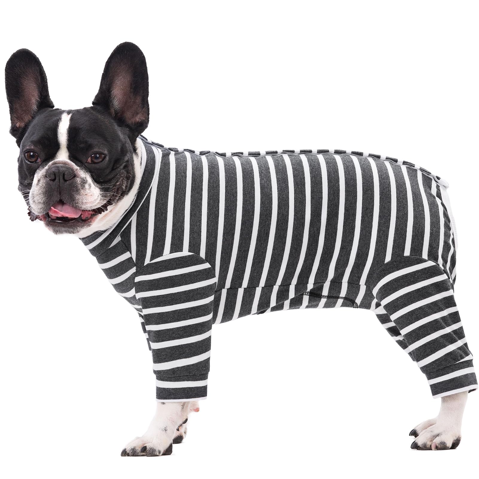 Paipeper Dog Surgery Recovery Suit for Female Male Puppy,Dog Bodysuit Long Sleeve Prevent Shedding and Licking Wound,Dog Pajamas,E-Collar Cone Alternative(Black White stripe-2xl)