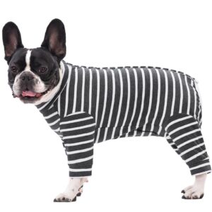 paipeper dog surgery recovery suit for female male puppy,dog bodysuit long sleeve prevent shedding and licking wound,dog pajamas,e-collar cone alternative(black white stripe-m)