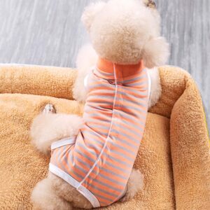 Paipeper Dog Surgery Recovery Suit,Female Male Puppy Shirt,Dog Spay Neuter Onesie,E-Collar Cone Alternative,Abdominal Wound Protector,Prevent Licking Wound(Orange Gray Stripe-xs)