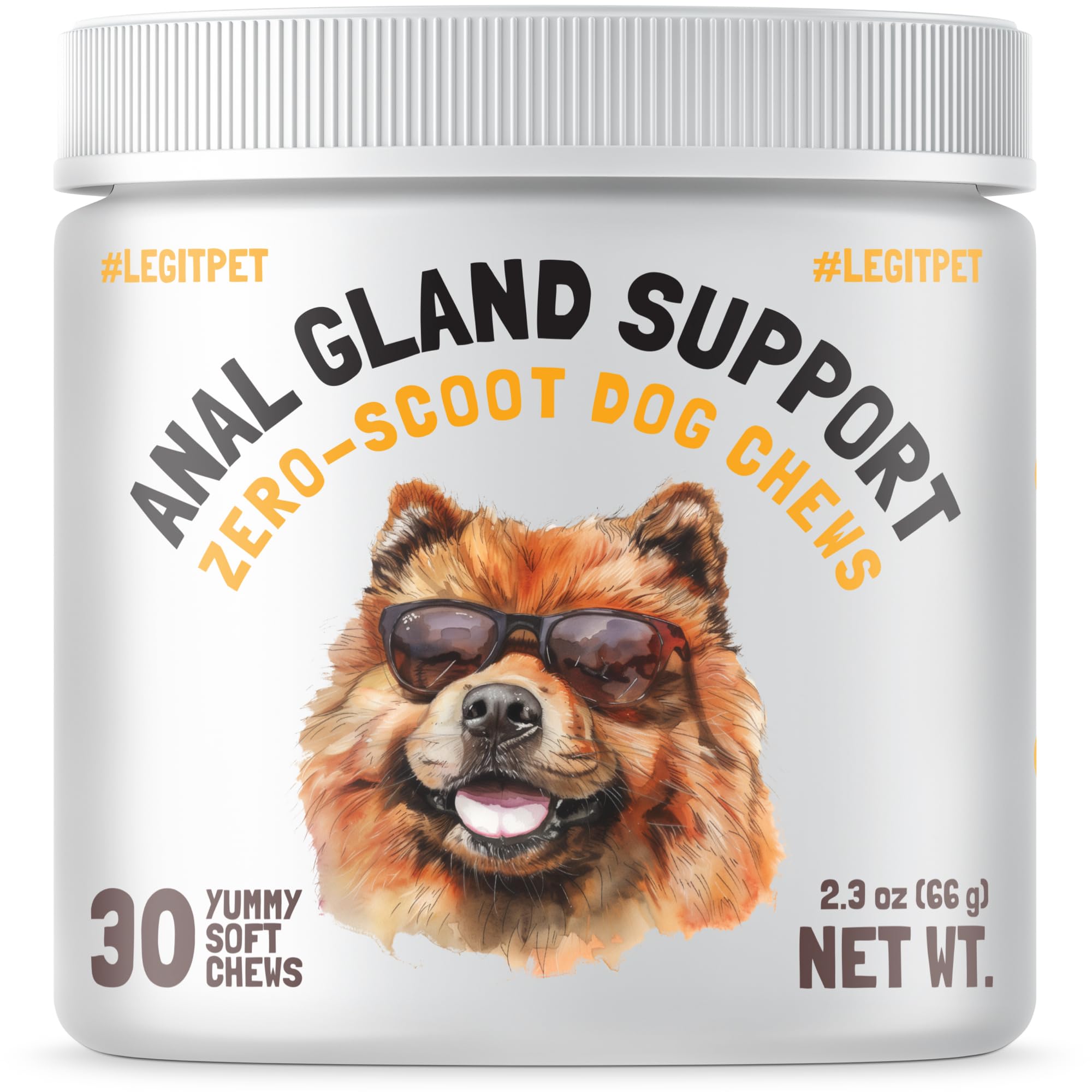 Anal Gland Relief Chews for Dogs - Fiber & Digestive Support Supplement - Soft Chews for Healthy Bowel & Gland Function - Helps Reduce Scooting - Promotes Dog Health & Comfort 30 pcs