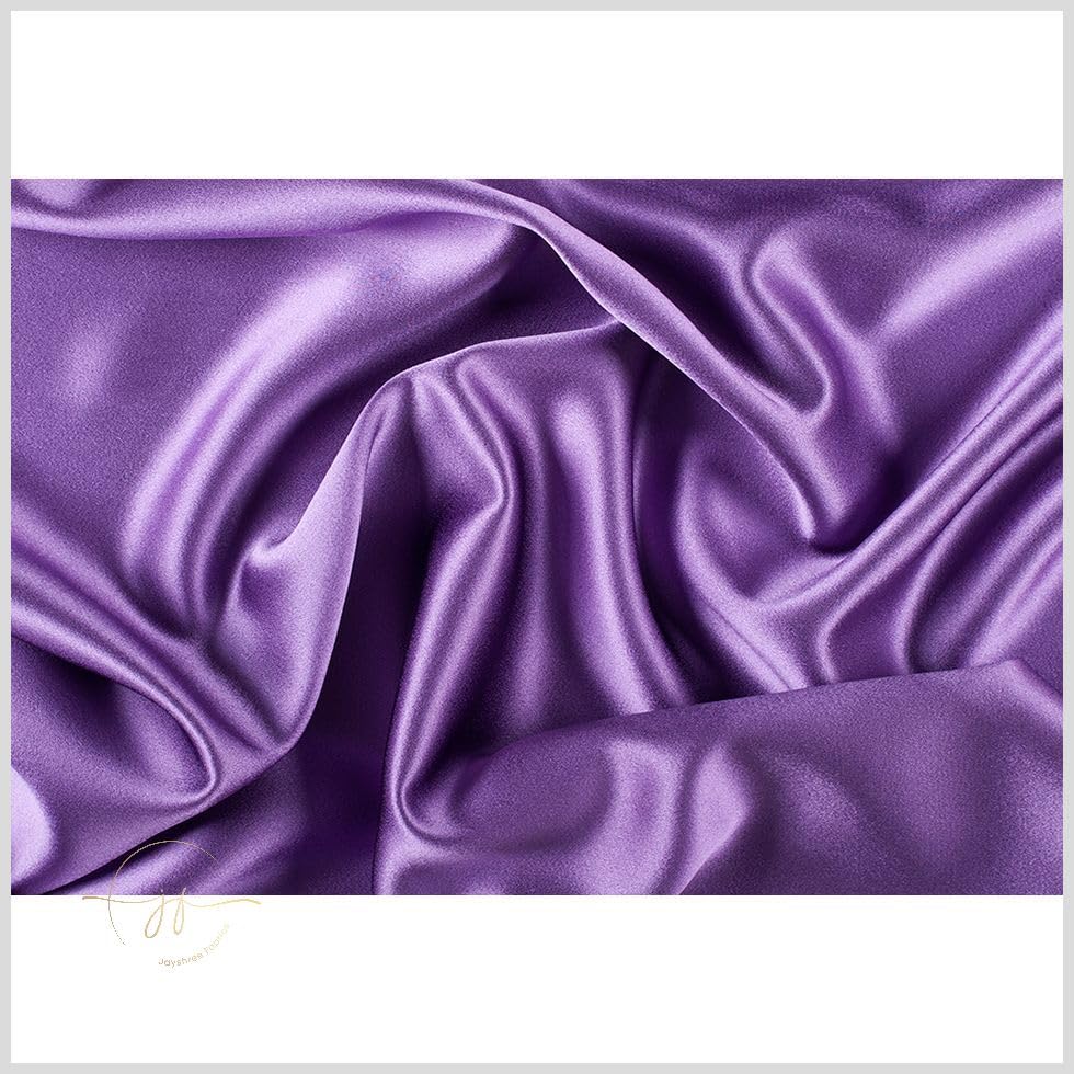 Solid Satin Fabric by The Yard, Silky & Shiny Sewing Fabric for Satin Scarf, Dresses, Garments, DIY Wedding Decor, Home Decor, Seamless Material (Lavender, 2 Yard)