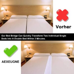 Aexeugne Bed Bridge, Convert Twin Beds into a King Size Bed, Fills The Gap Between Beds, Twin to King Bed Converter, Bed Gap Filler, Adjustable Bed Bridge Mattress Connector with Strap