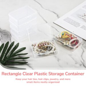 BATTIPAW 12PCS Hair Tie Organizer, Transparent Mini Storage Box, Rectangle Clear Plastic Storage Container, Portable Small Items Holder with Lid for Home, Offices, Business Trips, Travels (12PCS)