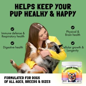 Mushroom Complex Treats for Dogs with Reishi, Shiitake, and Turkey Tail Mushrooms for Cognition and Immune Boosting Supports Digestive Health and Reduces Inflammation DHA EPA Turmeric Kelp 30 Chews