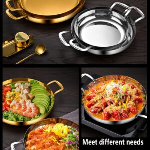 GFHVDC Paella Pan Gold Stainless Steel Skillet Pan Large Skillet,Griddle,Large Saute Pan with Lid,Jumbo Cooker,Induction Pan,Dishwasher and Oven Safe For Home Cooking,Gold,36CM