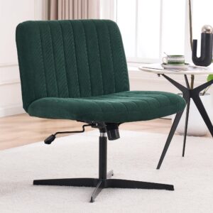 eyythung green criss cross chair no wheels armless wide seat office chair swivel vanity velvet padded vanity chair for girls