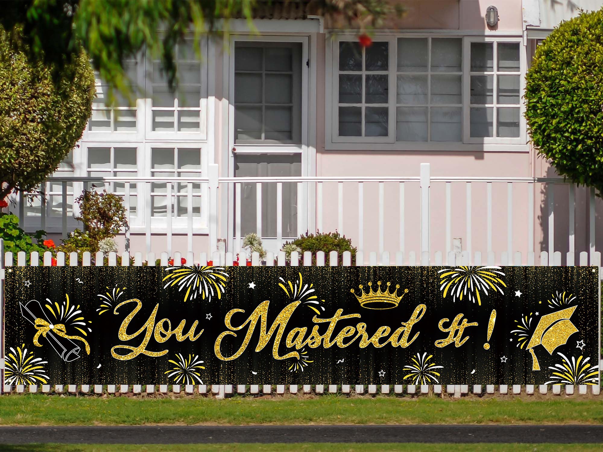 Yarcooly Graduation Decorations Class of 2024 Congratulations Grad Fence Banner Mastered It Graduation Party Masters Graduation Decorations