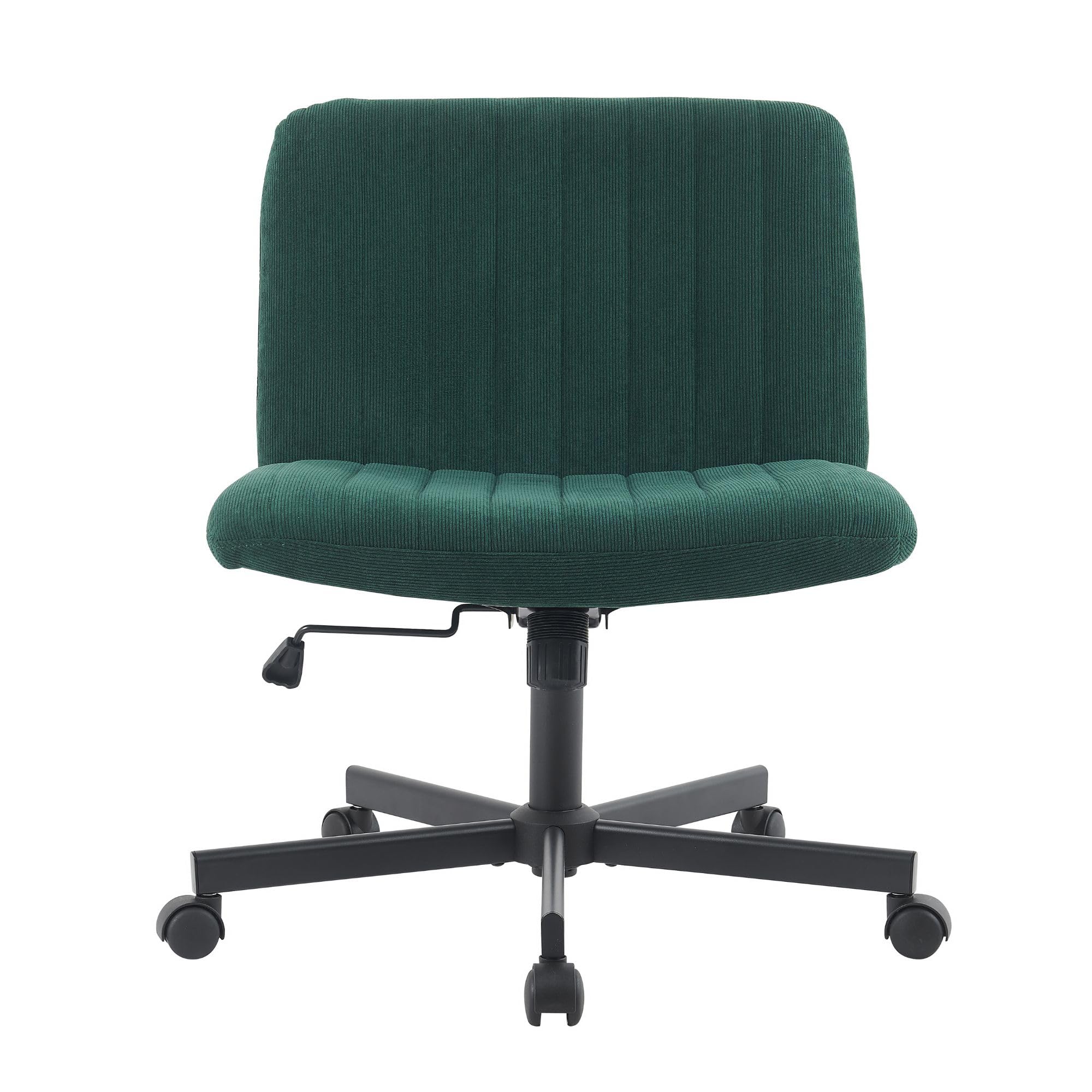 EYYTHUNG Crossleg Chair with Wheels Wide Seat Home Desk Criss Computer Chair Velvet Swivel Side Vanity Chair Green for Girl