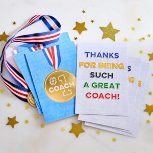 American Greetings Thank You Cards with Envelopes For Coach, Number 1 Coach Medal (8-Count)