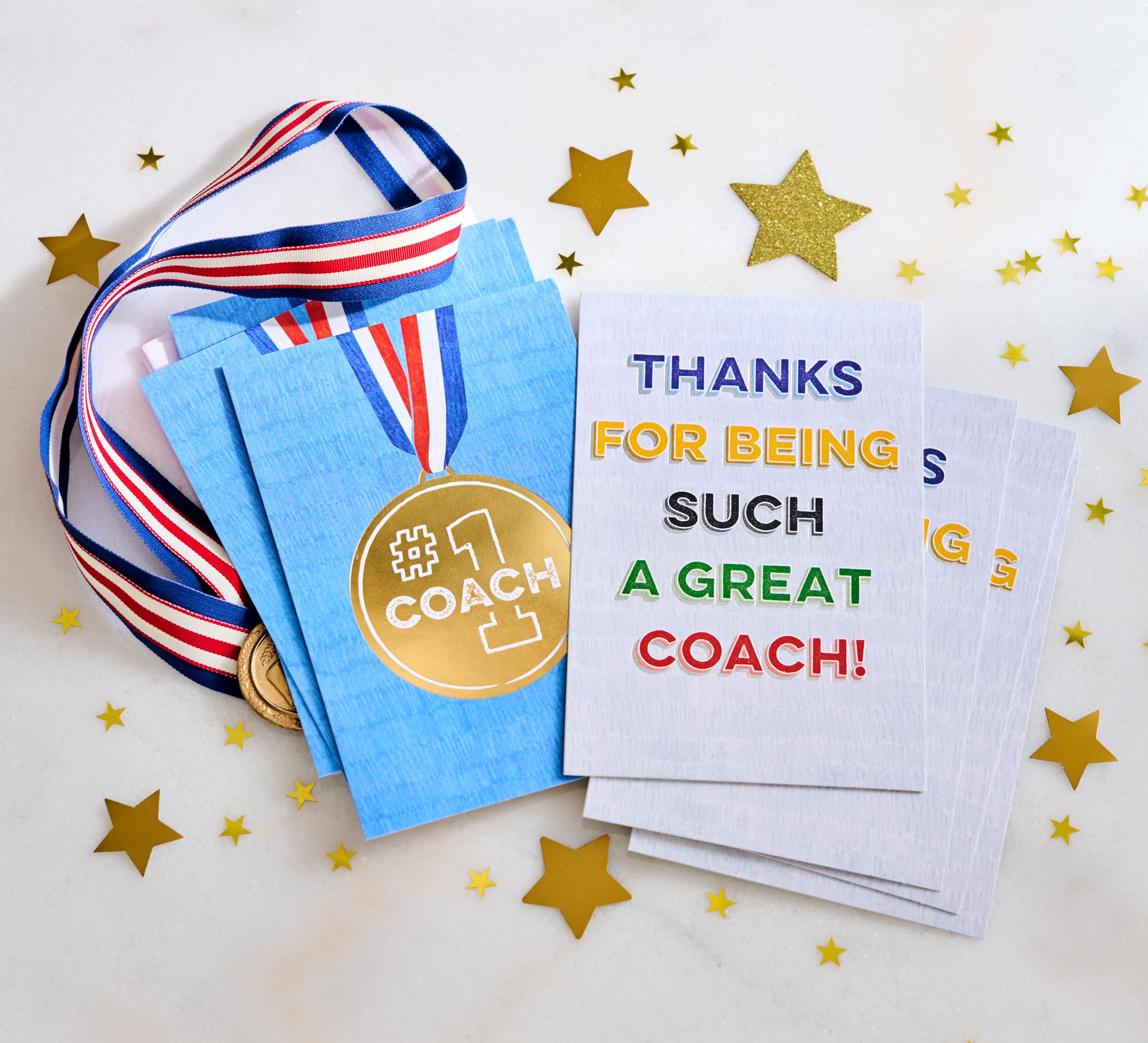 American Greetings Thank You Cards with Envelopes For Coach, Number 1 Coach Medal (8-Count)