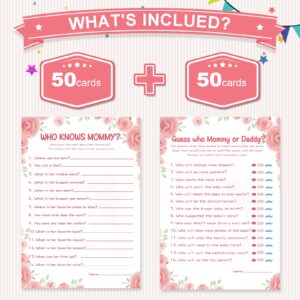 OLOUTAB Baby Shower Games for Girl-2 Games(50 of Each),Who Knows Mommy Best&Guess Who Mommy or Daddy,Double-Sided,Fun,Hilarious and Easy to Play