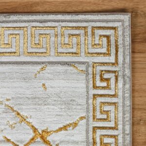 GLORY RUGS Area Rugs Marble 5X7 Cream Gold Carpet Modern Abstract Rug Living Room Dining Bedroom Rug