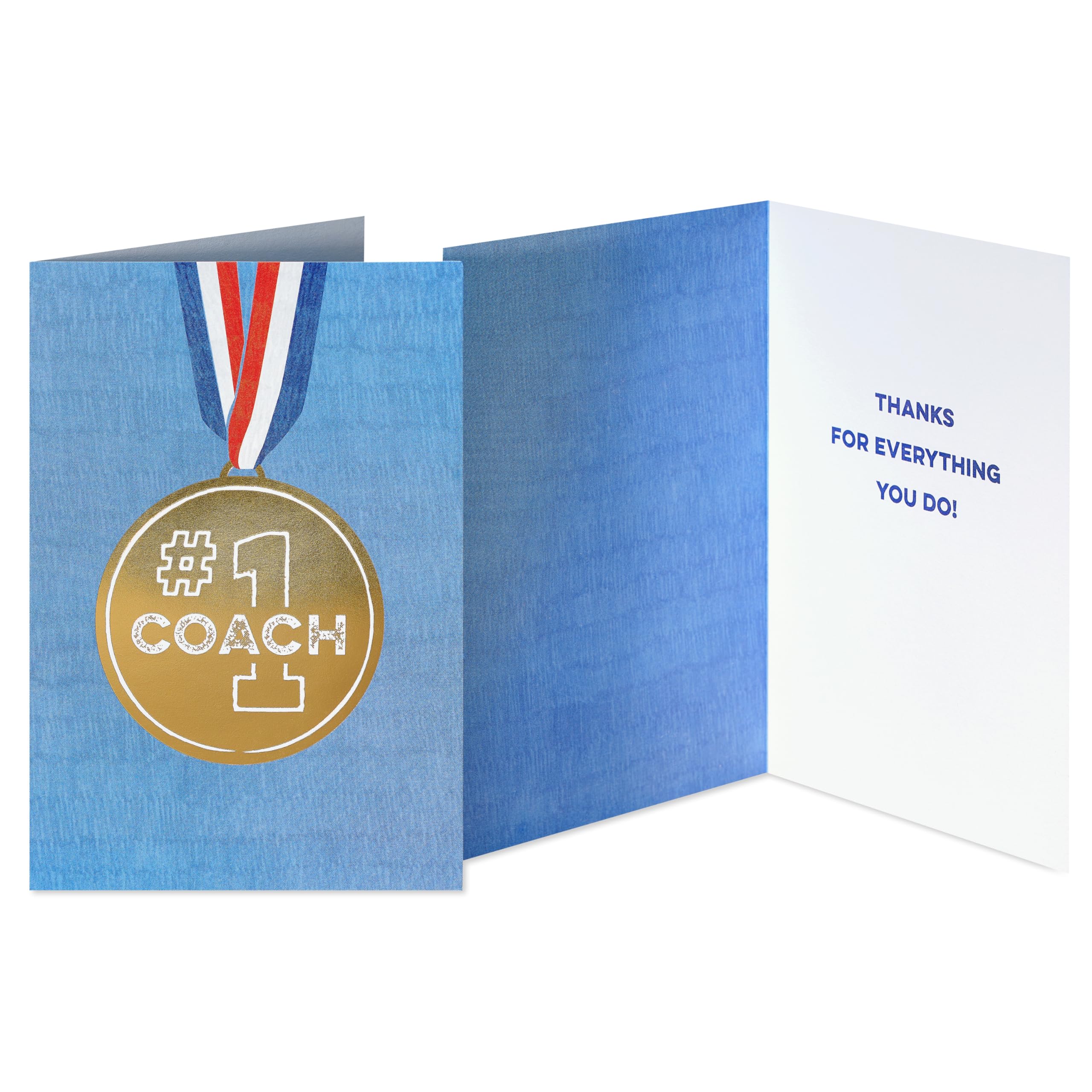 American Greetings Thank You Cards with Envelopes For Coach, Number 1 Coach Medal (8-Count)