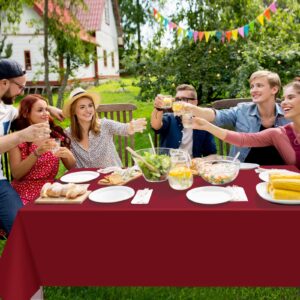 16 Pack Maroon Plastic Tablecloth for Rectangle Tables, Premium Decorative Burgundy Disposable Table Cloths for Parties, Rectangle Party Table Cover for Birthday Anniversary Graduation, 54x108 Inch