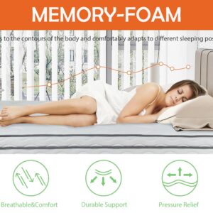 Full Size Mattress, 6/8/10/12 Inch Innerspring Mattress Medium Firm Memory Foam Mattress with Removable Cover, Certipur-Us Fiberglass-Free Spring Full Mattress for Pressure Relief (Full, 10 Inch)