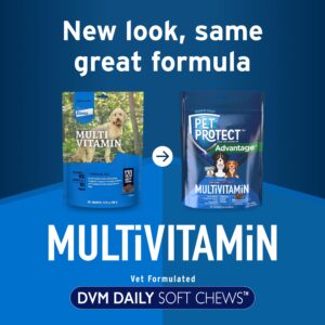 Pet Protect from The Makers of Advantage Vet-Formulated Daily Multivitamin for Dogs | 60 Chews with Vitamins