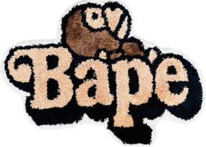 luxape bape rug - handmade & premium- 32in w * 24in l (80 * 60cm) - hypebeast rug - hypebeast rug decor - living room, bedroom, children room, door mat - a bathing ape - luxape rug