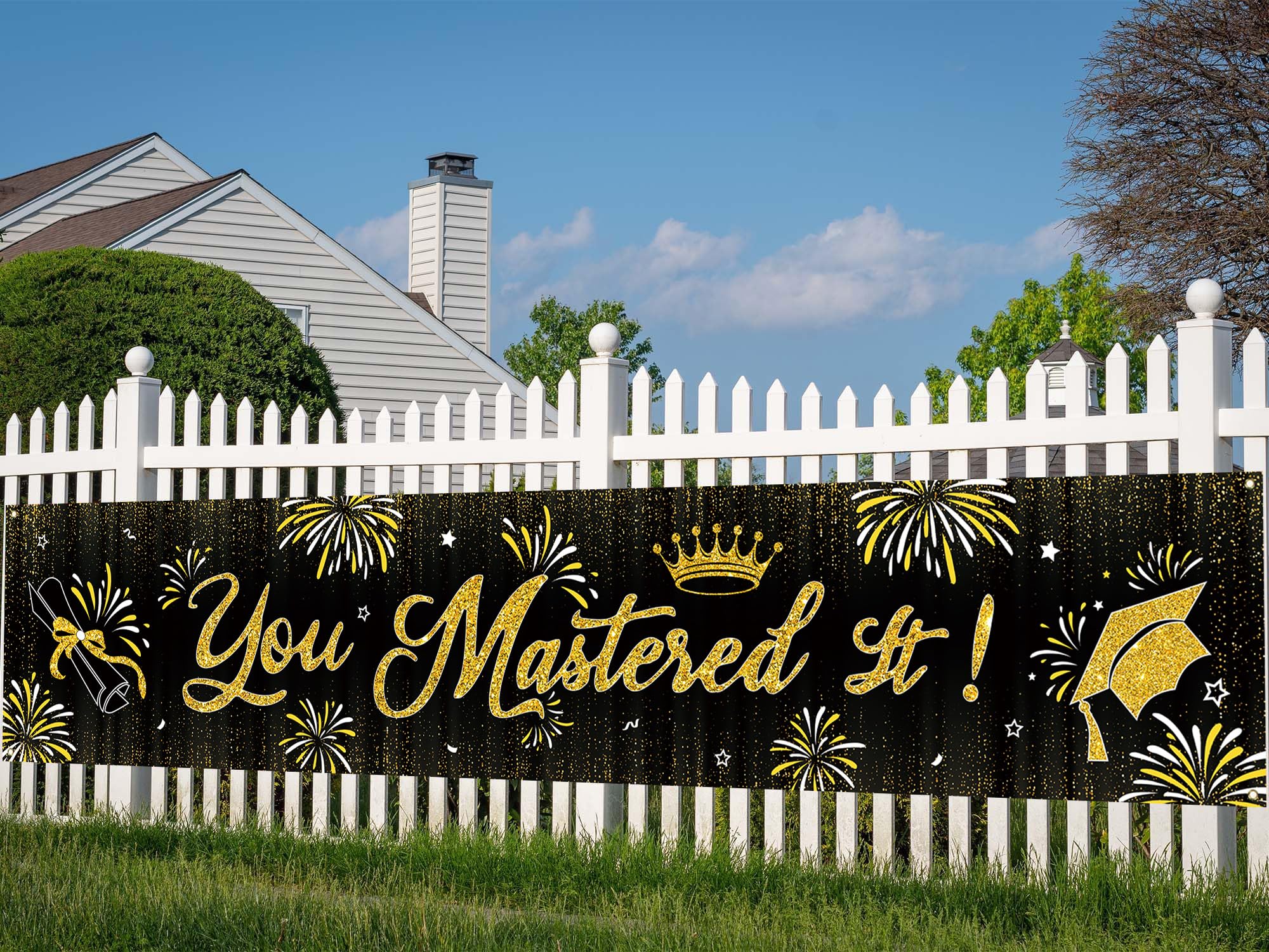 Yarcooly Graduation Decorations Class of 2024 Congratulations Grad Fence Banner Mastered It Graduation Party Masters Graduation Decorations