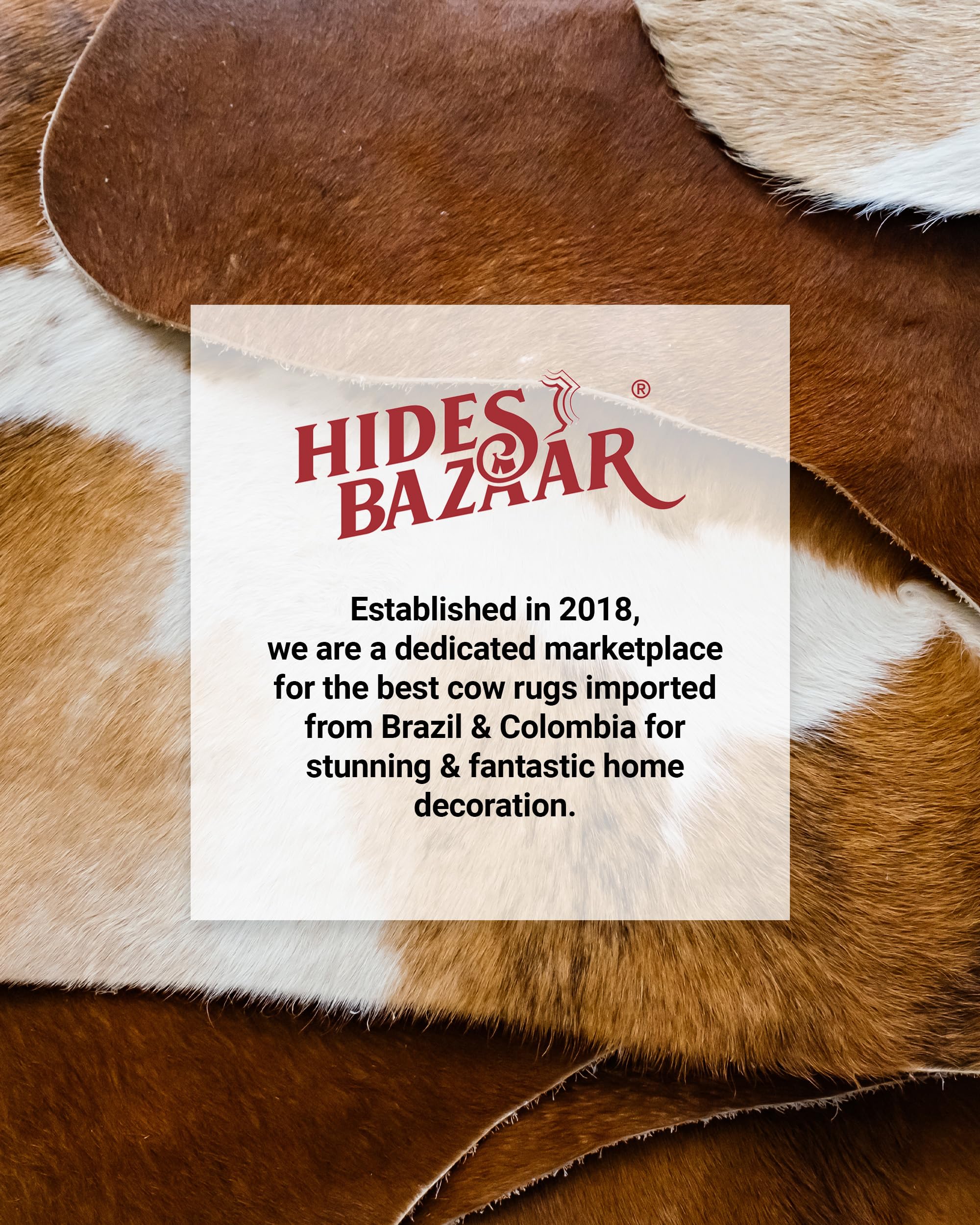 HIDES BAZAAR Cow Rugs for Living Room & Office Premium Salt and Pepper Rug Cowhide Rug - Brown & White Cowskin Rugs Made from Genuine Cowhide Leather - Cow Hide Rugs 6x8 ft