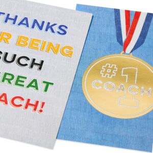 American Greetings Thank You Cards with Envelopes For Coach, Number 1 Coach Medal (8-Count)