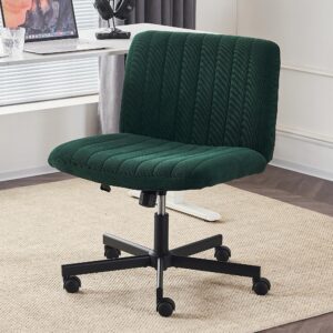 eyythung crossleg chair with wheels wide seat home desk criss computer chair velvet swivel side vanity chair green for girl