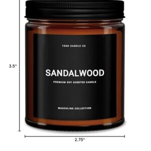 1OAK Scented Candles for Men - Sandalwood Candles - Mens Candles for Home - Masculine Candle - Soy Wax Scented Candles - Long Burning Candles Premium - Soy Wax