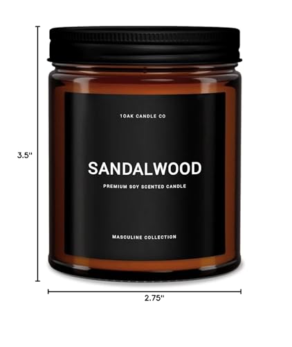 1OAK Scented Candles for Men - Sandalwood Candles - Mens Candles for Home - Masculine Candle - Soy Wax Scented Candles - Long Burning Candles Premium - Soy Wax