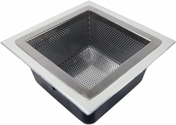 Express KitchQuip Commercial Flood Drain Strainer (Stainless Steel, 10" x 10" x 5")