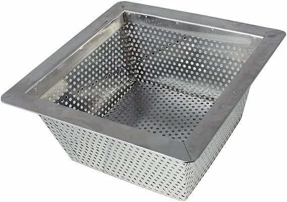 Express KitchQuip Commercial Flood Drain Strainer (Stainless Steel, 10" x 10" x 5")