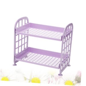 MAGICLULU 2pcs 2 Small Organizer Kitchen Storage Shelf Purple Bathroom Storage Rack Double Layer Vegetables Rack Shelf Fruit Shelf Storage Desktop Vegetable Rack Fruit Stand Basin