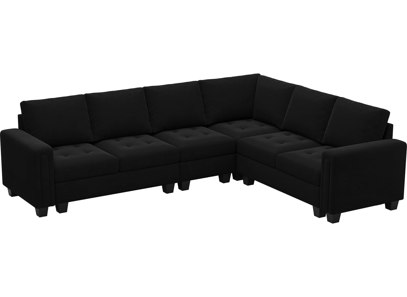 Belffin Velvet Modular L Shape Sectional Sofa Couch with Chaise Reversible Corner Convertible Sectional Sofa Couch Black