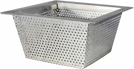 Express KitchQuip Commercial Flood Drain Strainer (Stainless Steel, 10" x 10" x 5")