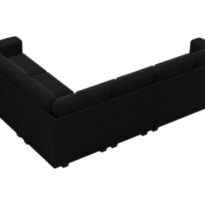 Belffin Velvet Modular L Shape Sectional Sofa Couch with Chaise Reversible Corner Convertible Sectional Sofa Couch Black