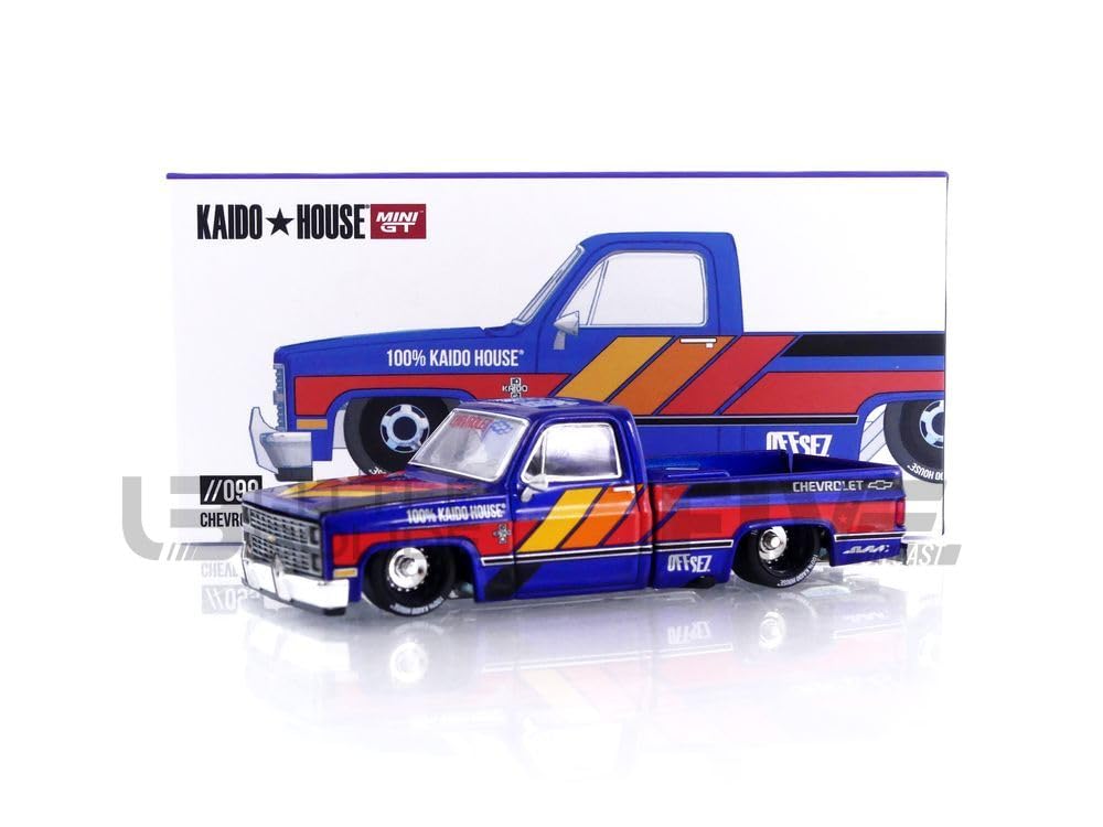 True Scale Miniatures Model Car Compatible with Chevrolet Silverado Kaido Works V2 Limited Edition 1/64 Diecast Model Car Kaido House KHMG099, Blue