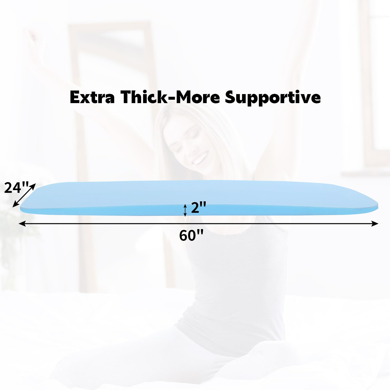 HOMBYS Density Mattress Sag Support, Under Mattress Support Pad to Fix Saggy Beds-2 Inches Extra Thick Ideal for Sags Deeper 1 Inch-2 Inch, Comfort and Durability(Blue, 60"x24"x2")