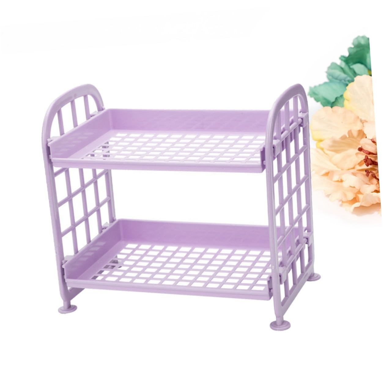 MAGICLULU 2pcs 2 Small Organizer Kitchen Storage Shelf Purple Bathroom Storage Rack Double Layer Vegetables Rack Shelf Fruit Shelf Storage Desktop Vegetable Rack Fruit Stand Basin