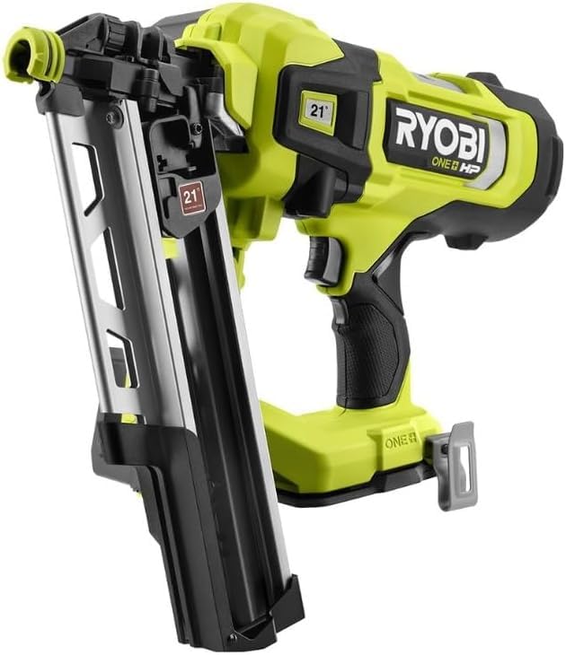 RYOBI 18V ONE+ HP Brushless AirStrike 21 Degree Framing Nailer - Bare Tool - PBL345B (Renewed)