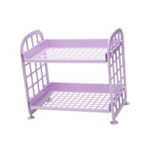 MAGICLULU 2pcs 2 Small Organizer Kitchen Storage Shelf Purple Bathroom Storage Rack Double Layer Vegetables Rack Shelf Fruit Shelf Storage Desktop Vegetable Rack Fruit Stand Basin