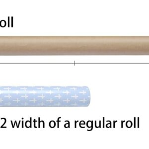 LDGOOAEL Mini Wrapping Paper Roll - Reversible Design (17" X 32.8 Feet) - Blue Cross for Birthday, Baby Shower