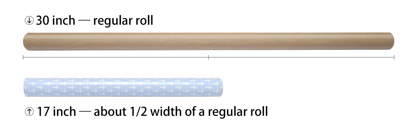 LDGOOAEL Mini Wrapping Paper Roll - Reversible Design (17" X 32.8 Feet) - Blue Cross for Birthday, Baby Shower