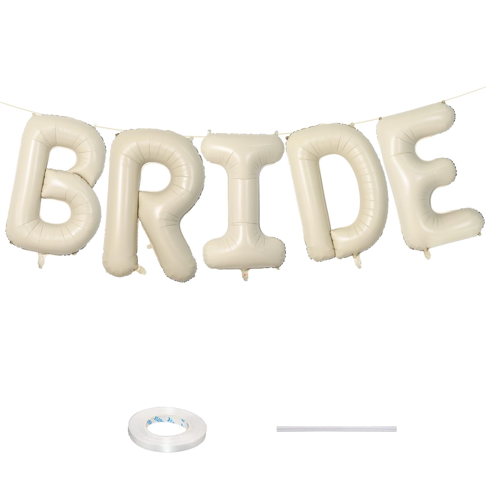 40 Inch Cream BRIDE Balloons, Large Letter Balloons Foil Helium Balloons, Beige Mylar Big Alphabet Balloons, Cream Balloon Letters for Wedding Engagement Bride To Be Party Decorations