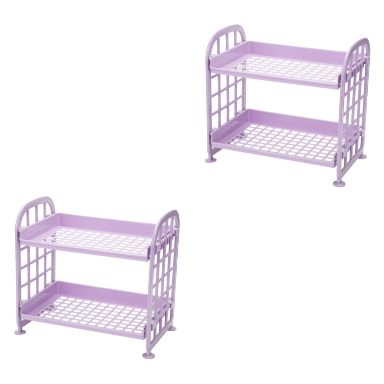 MAGICLULU 2pcs 2 Small Organizer Kitchen Storage Shelf Purple Bathroom Storage Rack Double Layer Vegetables Rack Shelf Fruit Shelf Storage Desktop Vegetable Rack Fruit Stand Basin