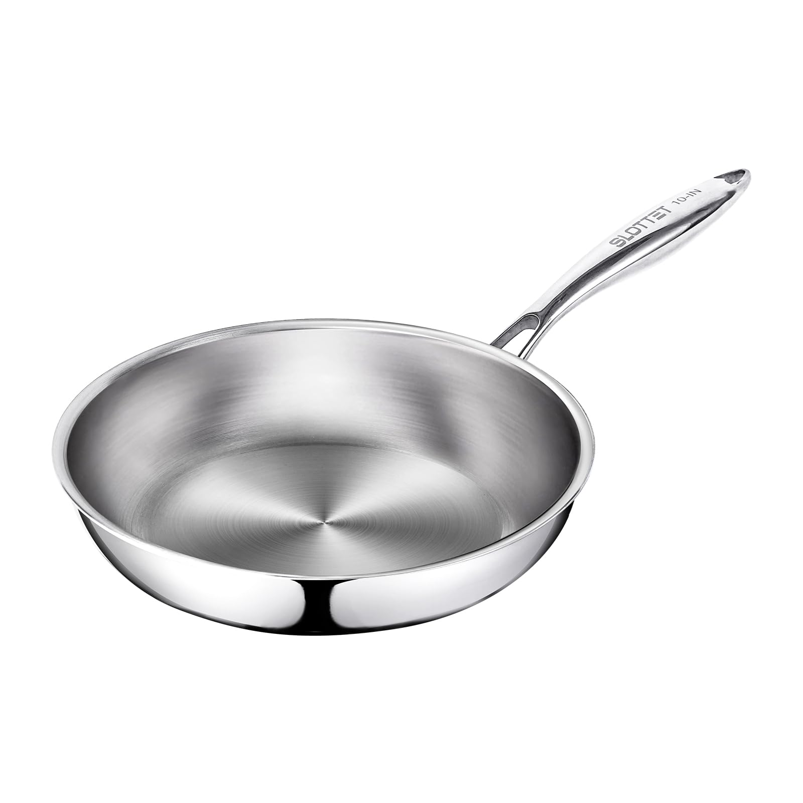 SLOTTET 8 Inch Tri-Ply Stainless Steel Frying Pan,Whole-Clad No Coatings Skillet with Stay-cool Handle for Cooking,Dishwasher and Oven Safe,Induction Pans